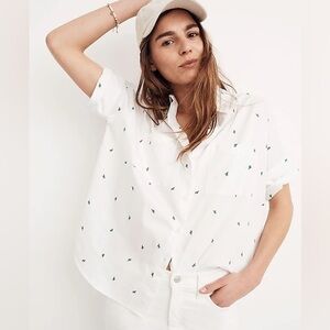 Madewell Embroidered Cactus Courier Shirt White Casual Button Down Size XXS